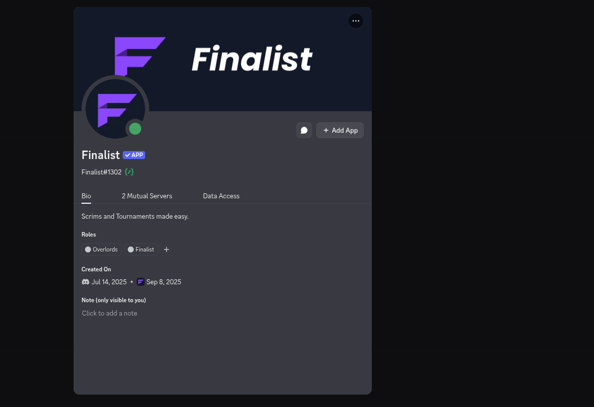 Adding the bot from its Discord profile