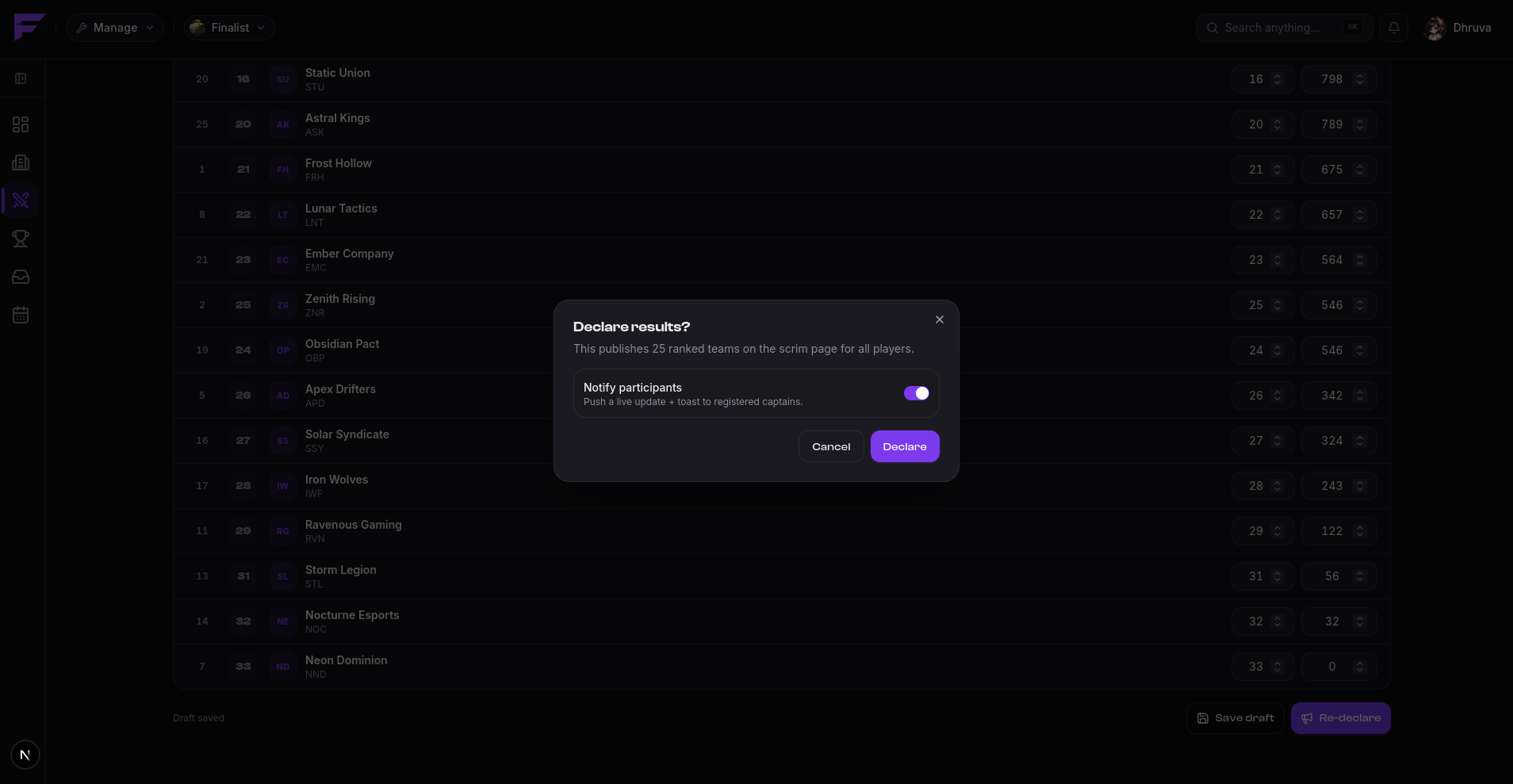 Confirming a declare